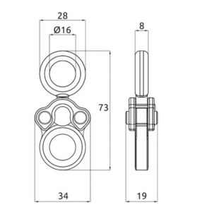CAMP - Dispositivo Antigiro Mod.: GYRO1 - Resistencia: 25 kN - Carga de Trabajo Max.: 5 kN - Ø Orificio: 2 x 16 mm. - Peso: 76 gr. - Imagen 3